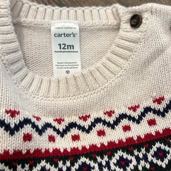 Carters size 12 Christmas sweater and flannel pants - Picture 2 of 3